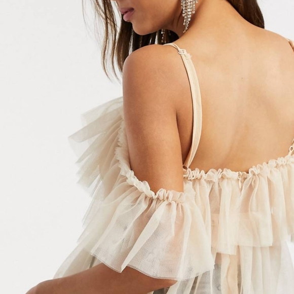 ASOS ruffle Tulle lace top - Picture 3 of 3